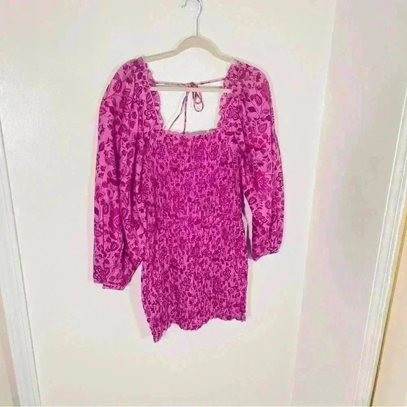 NEW Free People Smock It To Me Mini Dress Azalea Floral Bohemian Cottagecore - Picture 3 of 8